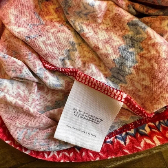 Tory Burch Tee Shirt T-Shirt Printed Prima Cotton Red Blue XS Striped - Picture 8 of 8